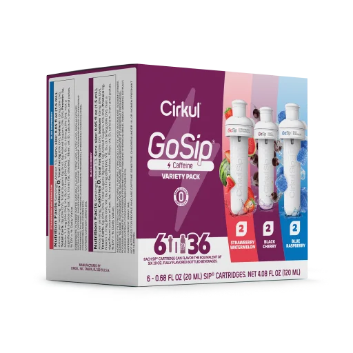 Sugar-Free GoSip 6-Pack Variety Pack CB6Q - Electrolyte Hydration Enhanced Taste Cartridges Detail